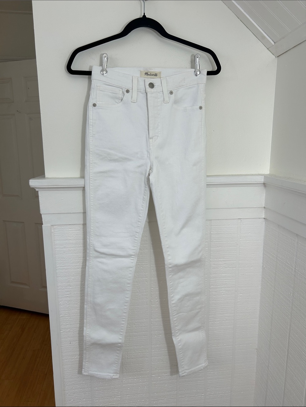 Madewell 10” High Rise Skinny White Denim Jeans size 25